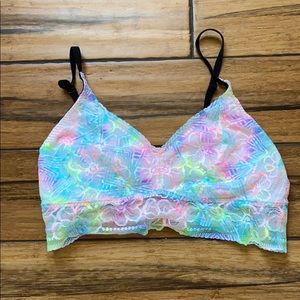 PINK neon tie dye bralette large